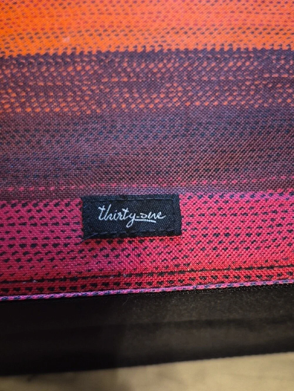 thirty-one Pink, Orange & Brown Striped Fabric Storage Bin with Handle